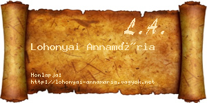 Lohonyai Annamária névjegykártya